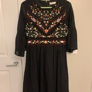Roolee black embroidered sundress NWT